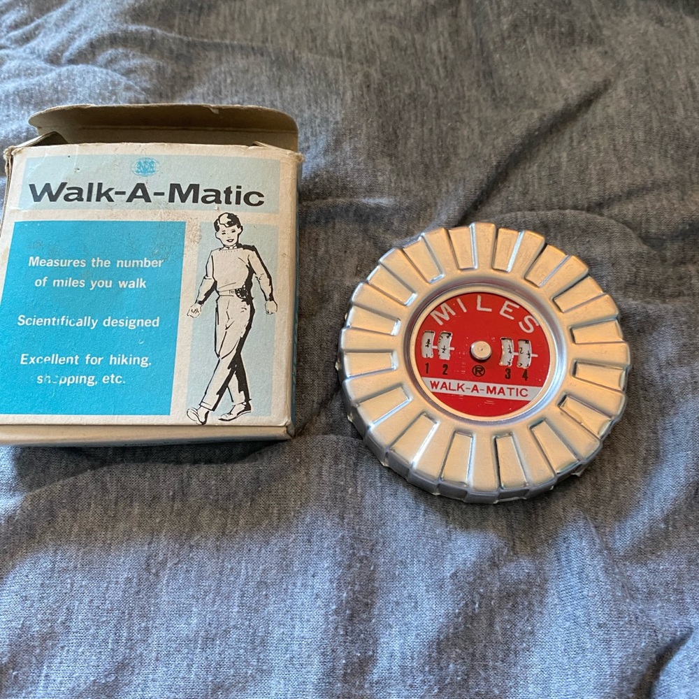 vintage pedometer kids walking toy tracker with box and instructions fitness